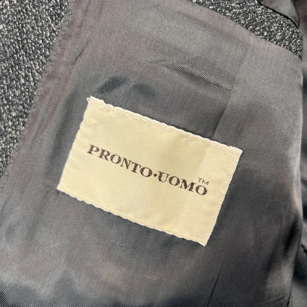Pronto‎ Uomo Italian Wool Sport Coat Blazer Men 44L Charcoal Tweed Made in Italy